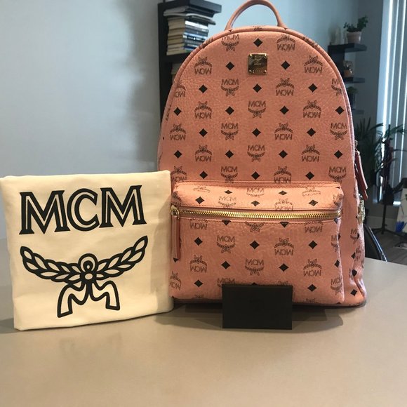 New MCM Pink Stark Studded 40cm Backpack main image 8